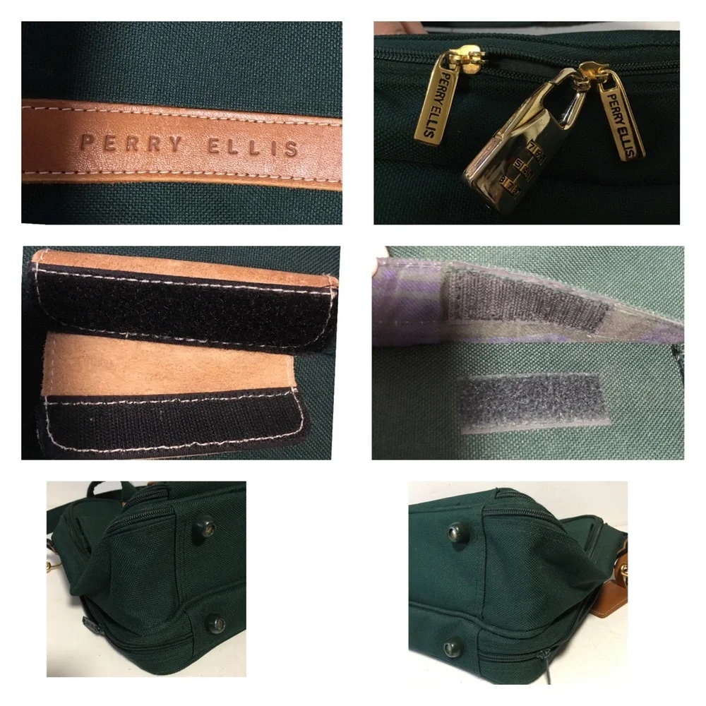 Perry Ellis Portfolio Commuter Briefcase Satchel Suitcase green Like New